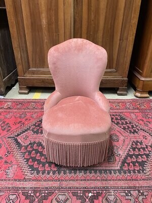 Petit fauteuil en velours rose H-76cm