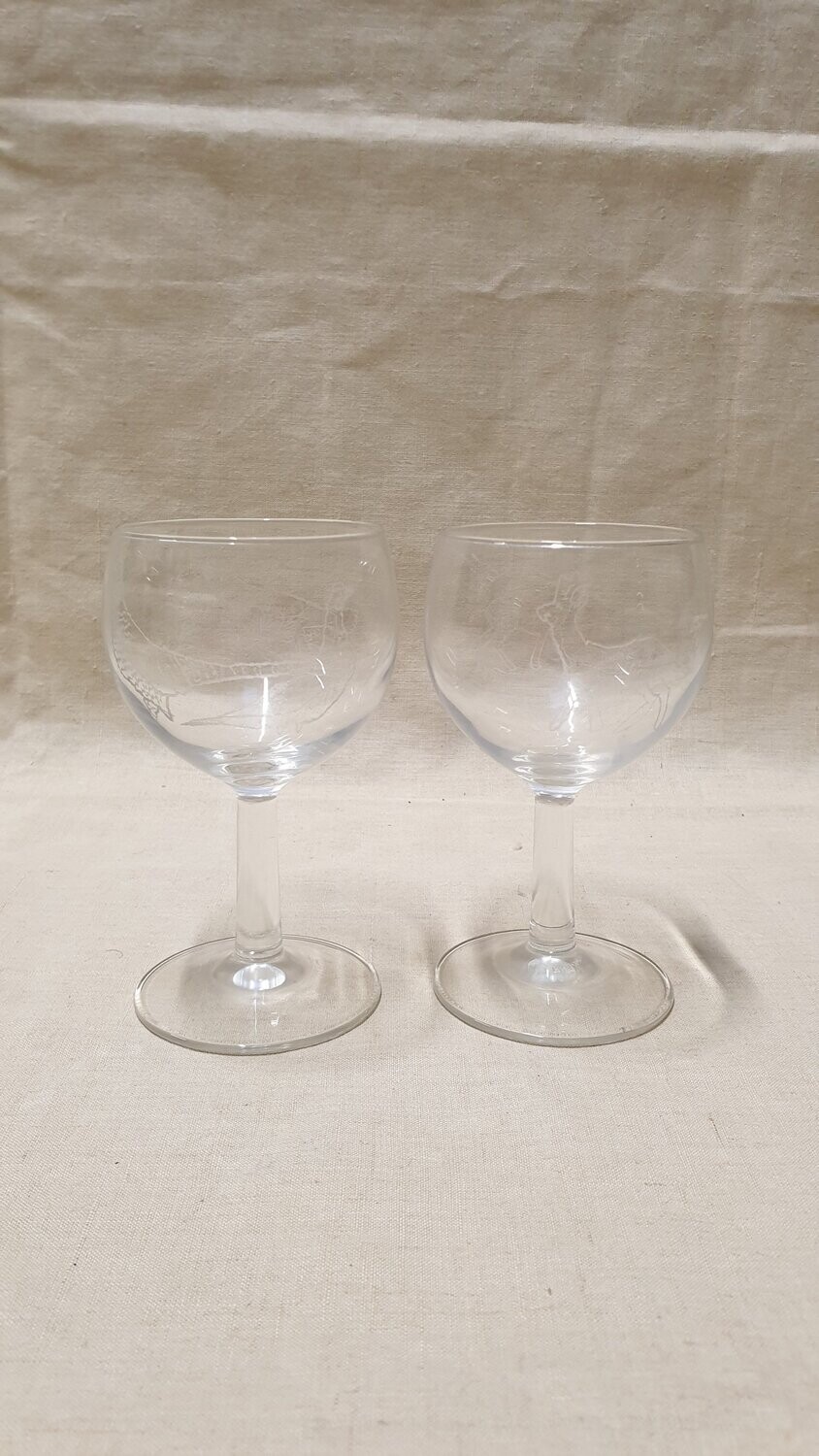 Paire de verres au  décor animalier H-13cm