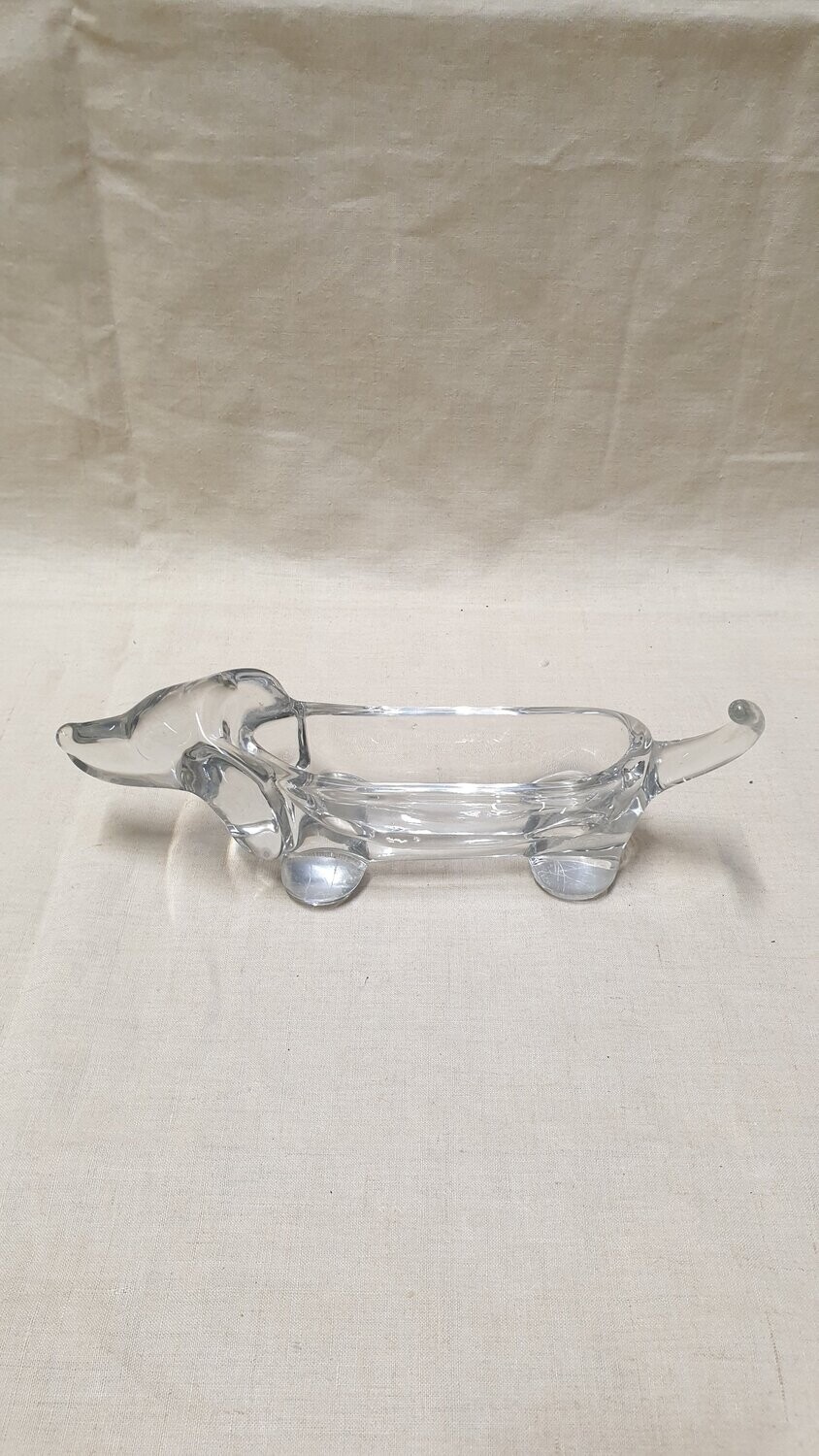 Contenant en verre en forme de chien - H-10cm L-26cm