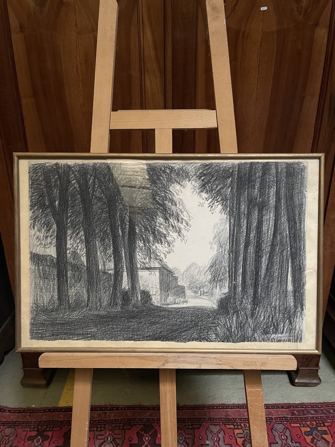 FEUERSTEIN Noël (1904-1998) - "Allée ombragée", fusain 42 x 65 cm