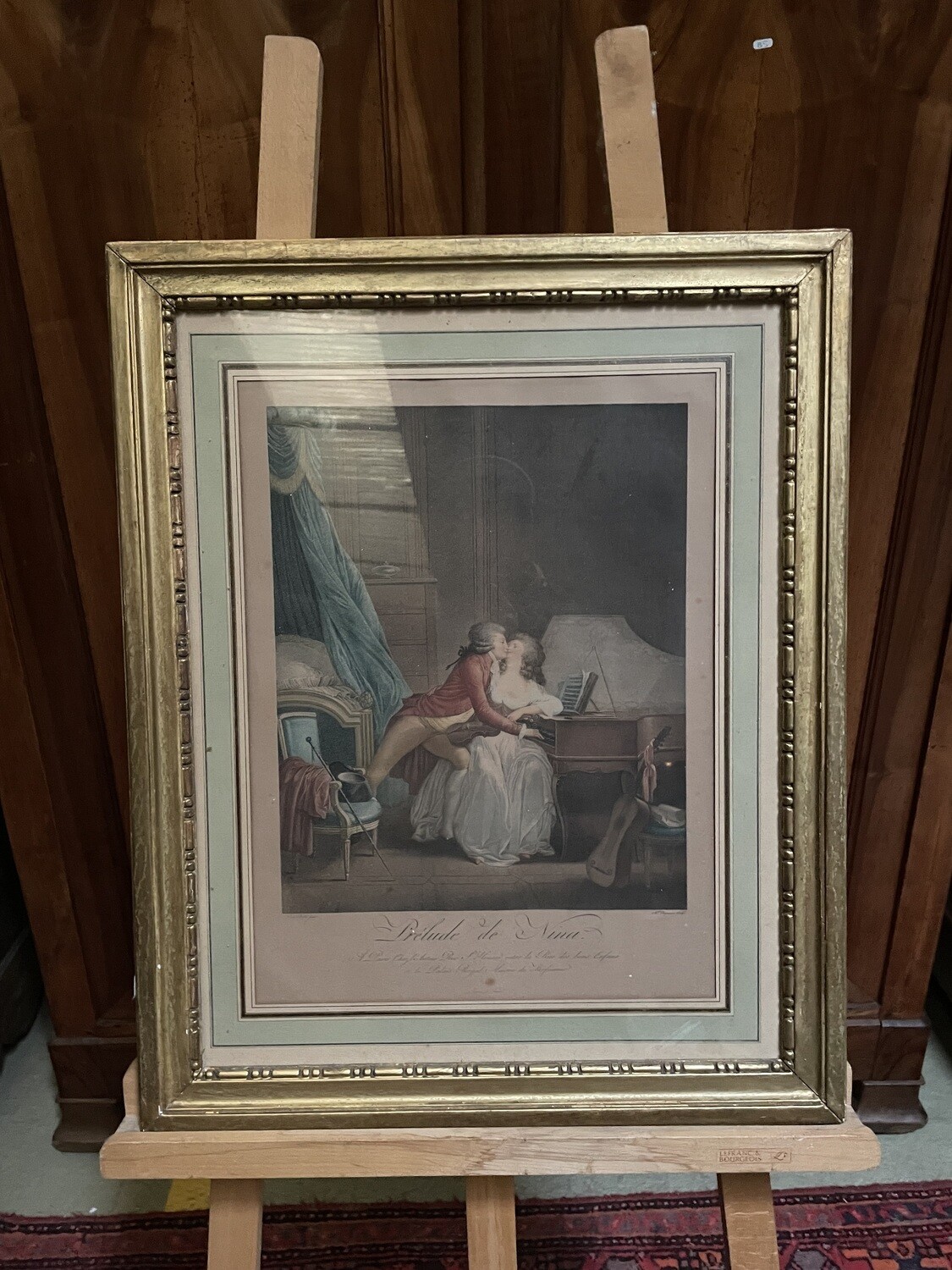 "Prélude de Nina" d'après Boilly - 48 x 35.5 cm - cadre doré de style LXVI