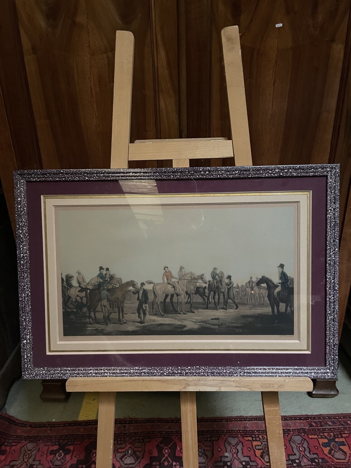 d'après Karle Vernet gravure sur le thème équestre. Beau cadre à l'imitation de la pierre