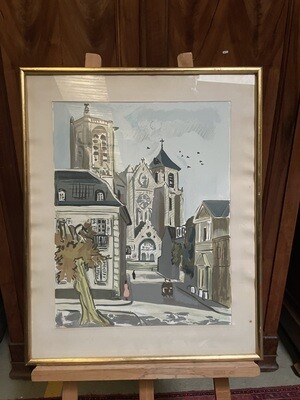 D'après Yves BRAYER : La Cathédrale de Bourges - 59, 5 x 46,5 cm
