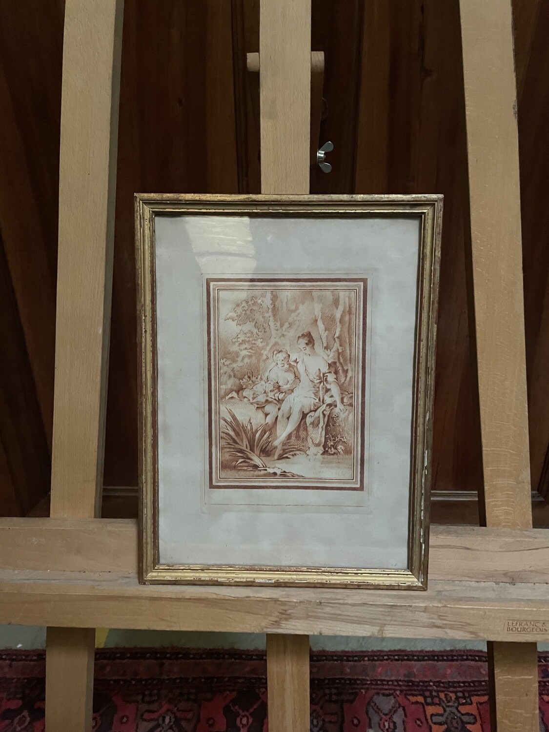 François BOUCHER (1703-1770), d'après. Venus au bain. Gravure à la sanguine - H_20 cm L_15 cm