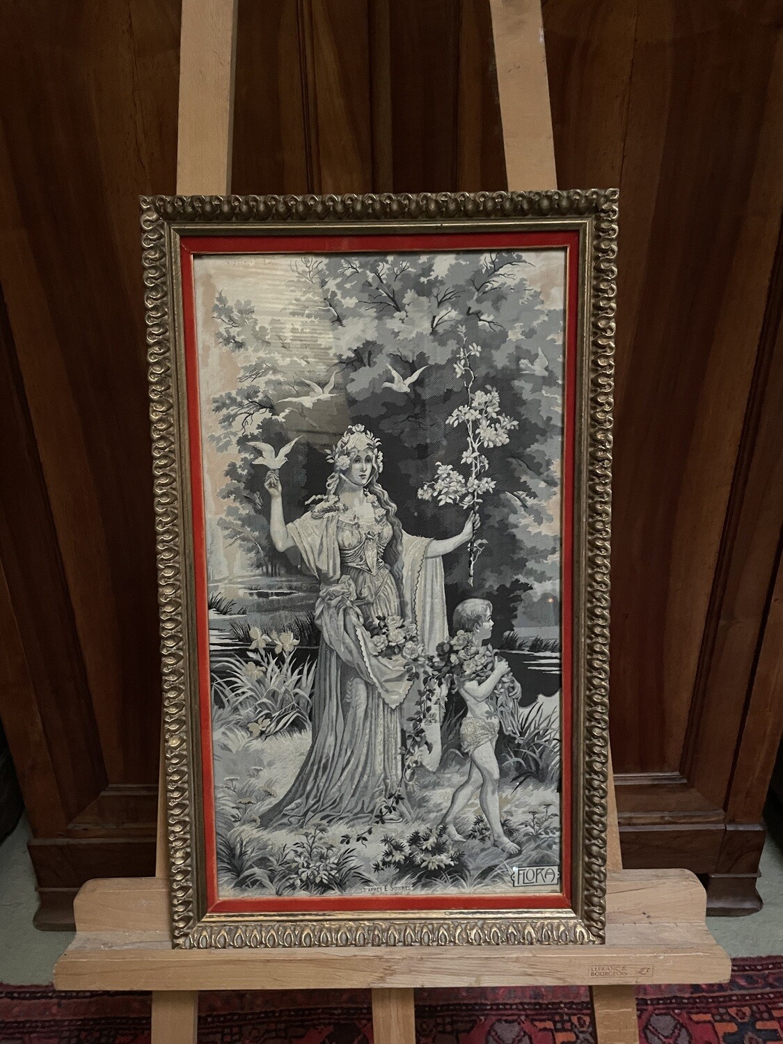 Paire de cadres à rais de cœur avec deux jacquards à l'intérieur - 60 x 34.5 cm