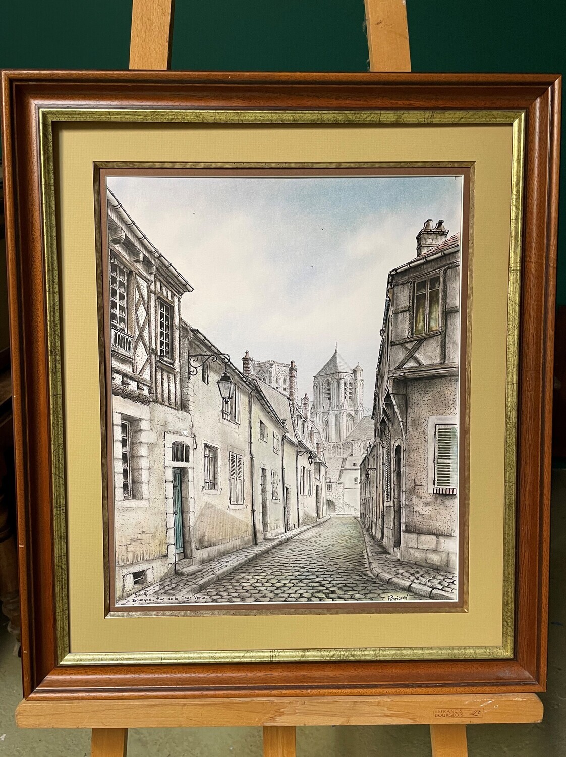 Bernard PATRIGEON - datée 90 - Exceptionnelle aquarelle "Rue de la cage Verte à Bourges" - Dimensions 47.5 cm x 39 cm