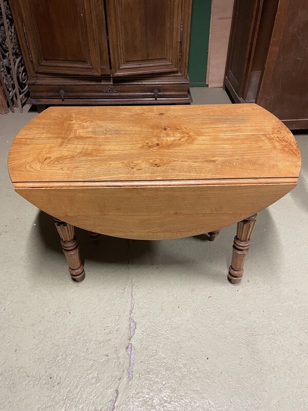 Table à abattant en noyer à six pieds - H 69 cm D 120 cm