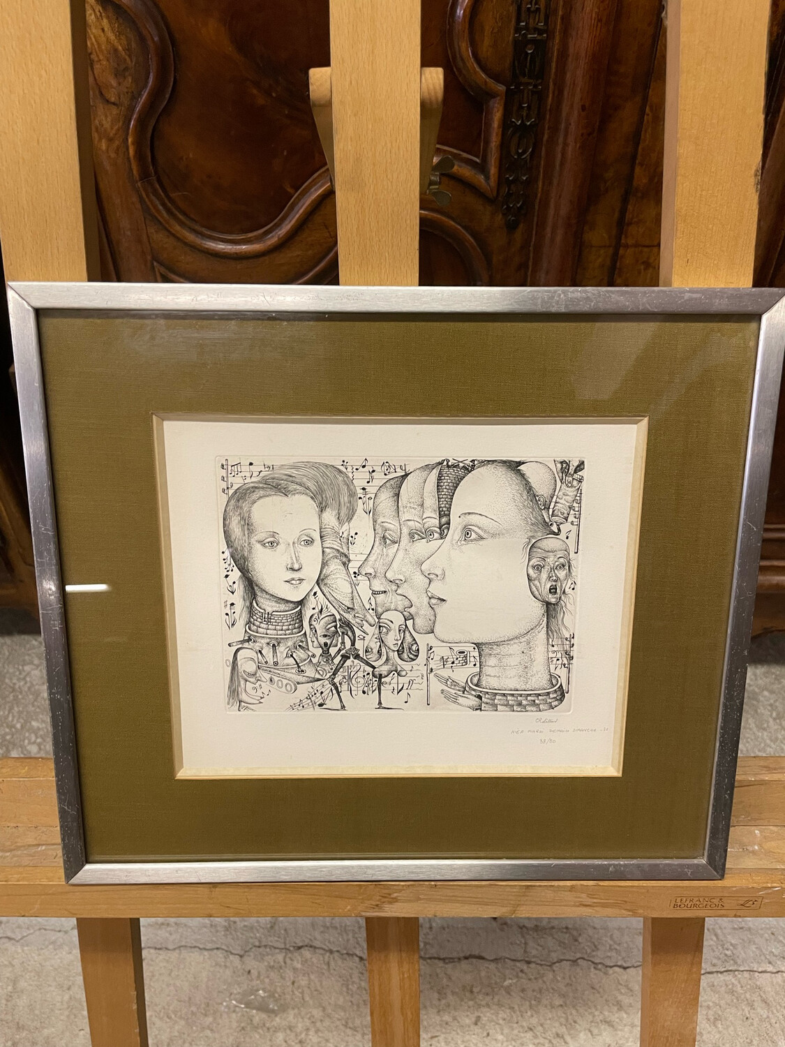 Gravure "Hier mardi demain dimanche" - 38,5 x 33,5 cm