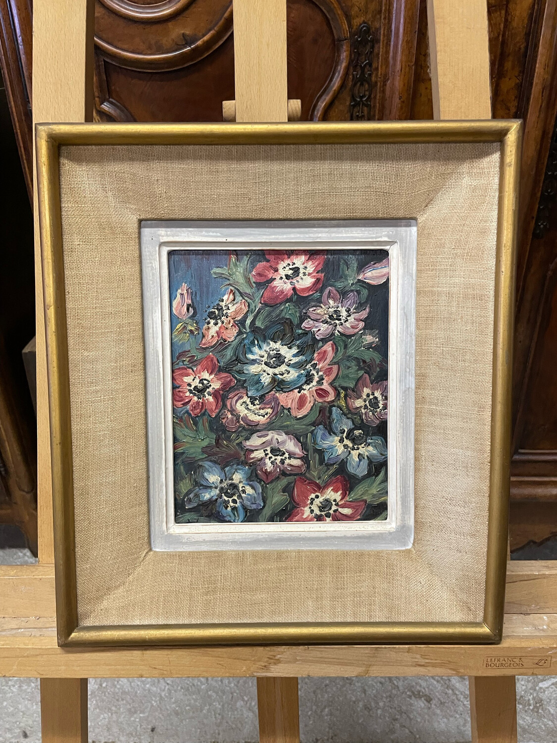 E.VANNIER - Nature morte d'anémone - 40 x 45 cm
