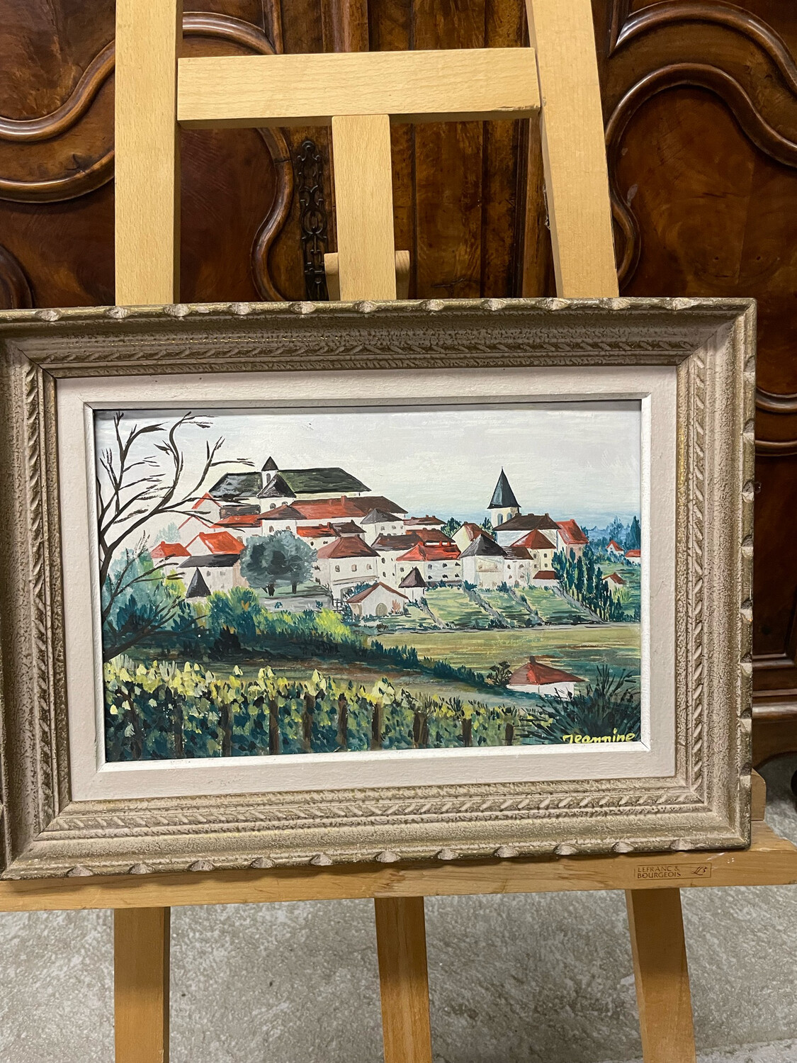 Jolie huile signé "Jeannine" - 53 x 38,5 cm