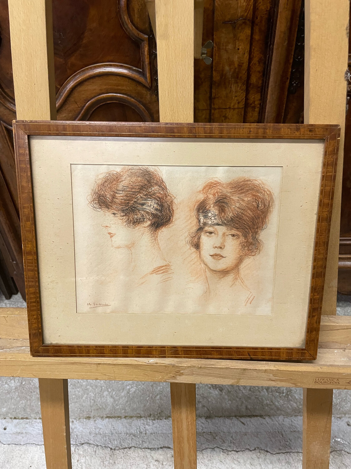 Portrait de femme au crayon - 37 x 29,5 cm