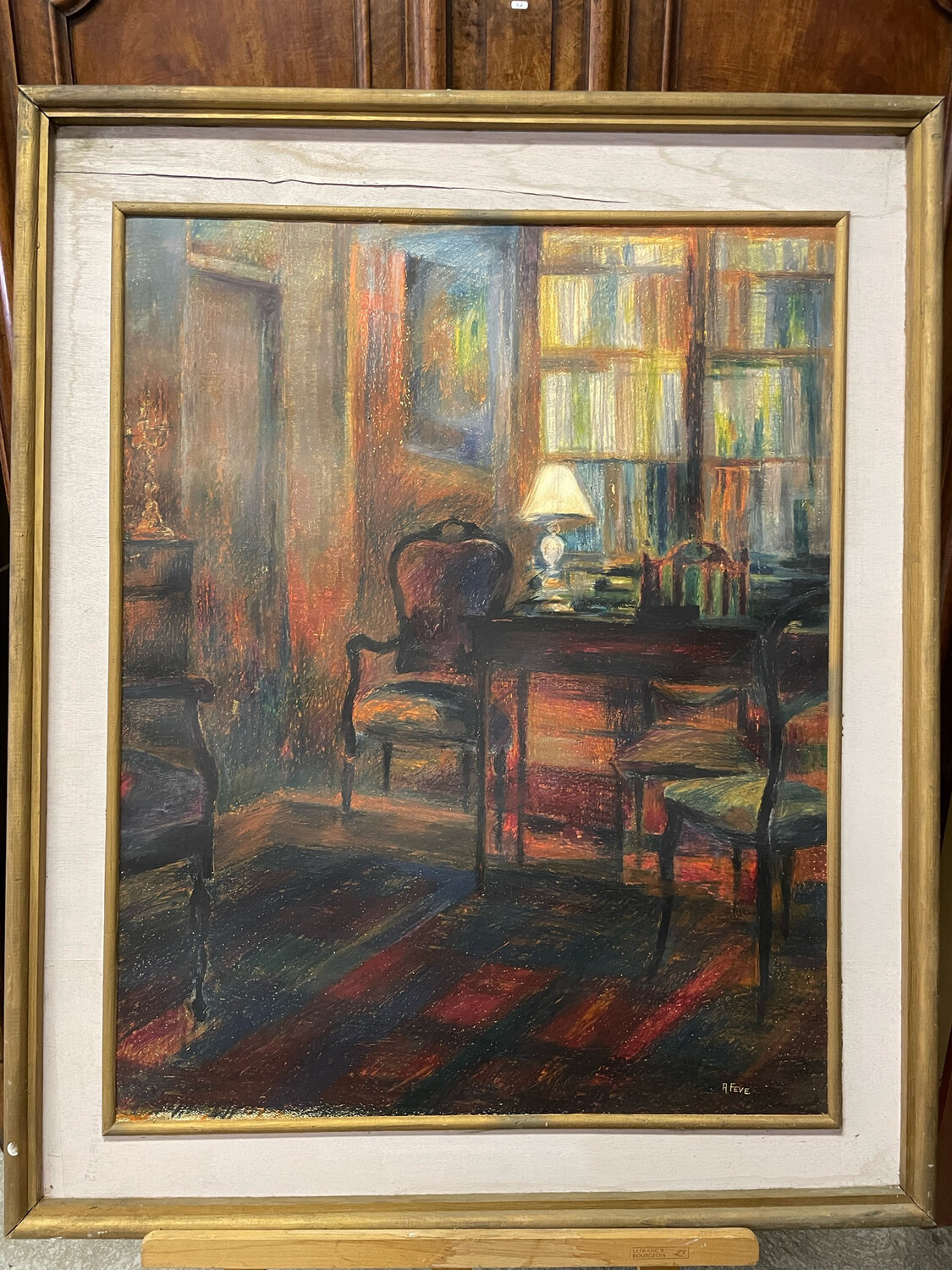 FEVE Annie (1946-2020) - "Intérieur" Pastel signé en bas à droite, titré au dos 90 x 69.5 cm.
