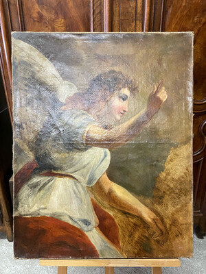 L'Ange de l'Annonciation, toile (esquisse), entourage Baron Gérard - 92 x 73 cm