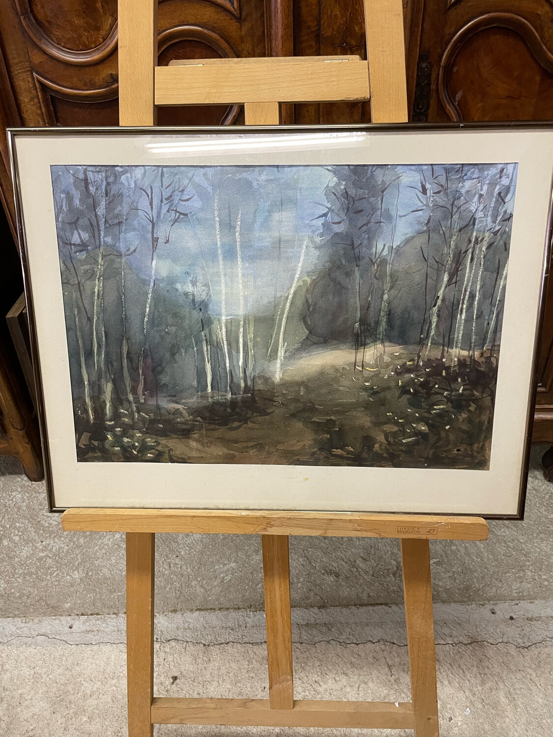 Aquarelle d'un paysage "possible Noël" 50,5 x 65,5 cm