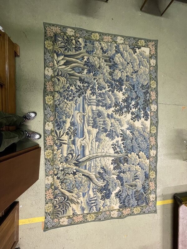 Tapisserie Arbres, Rivière, Canards, d'après une tapisserie du XVIIème - 180 x 315 cm