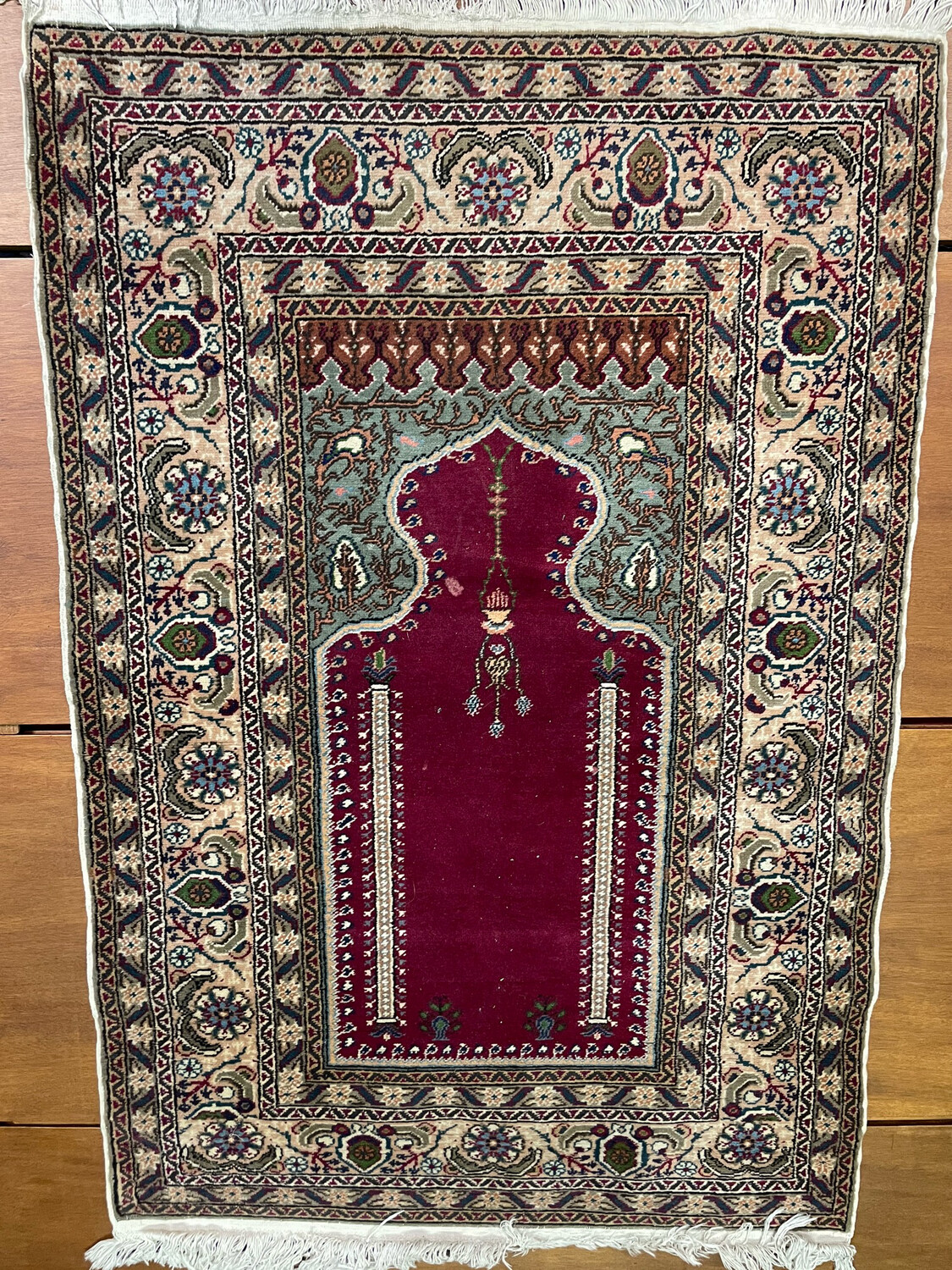 Tapis d'Orient laine à décor de mirhab "Kay Yin, type Ceyrek" - 140 x 93 cm