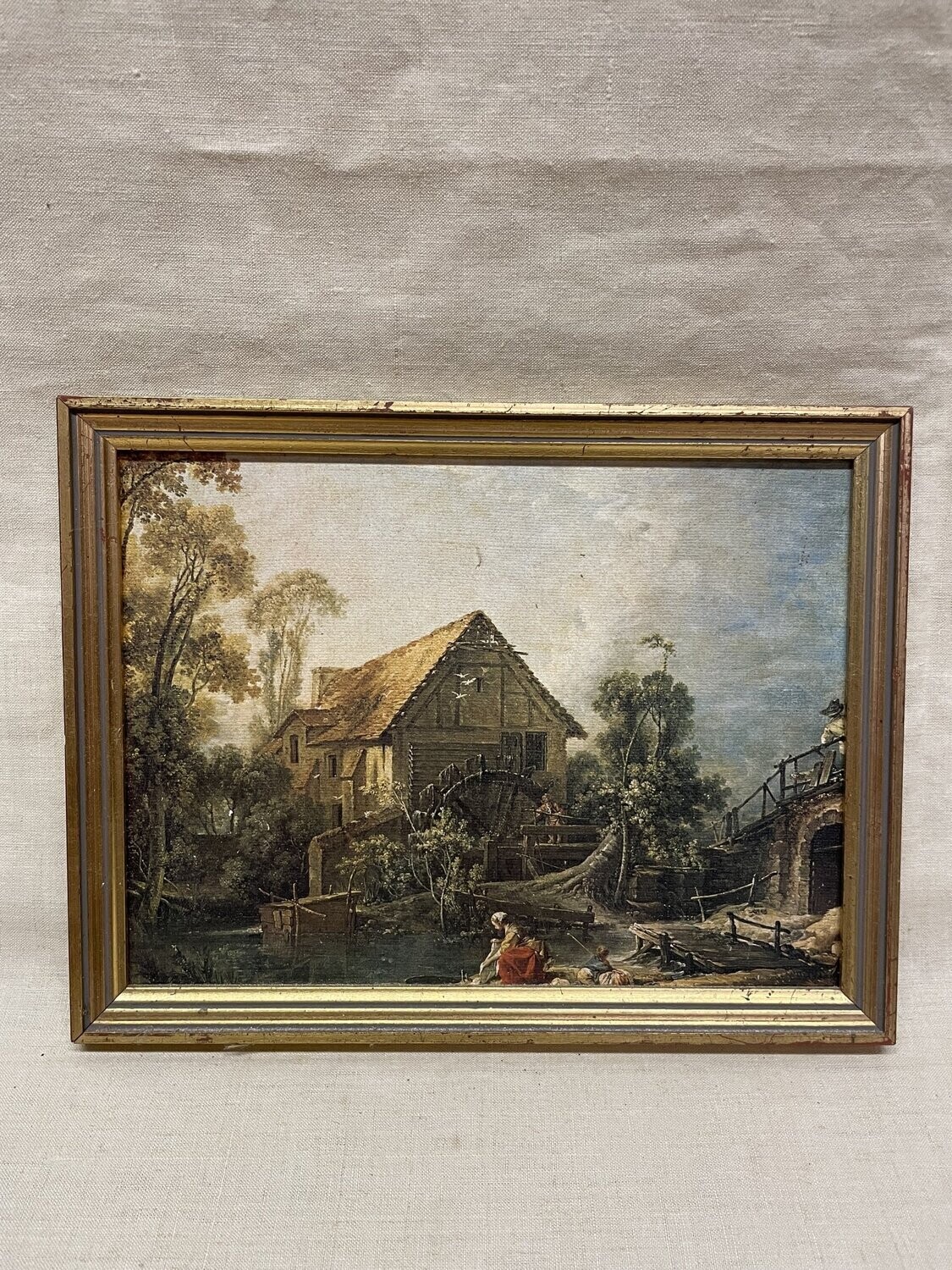 Huile sur toile représentant une ferme - 26x21
