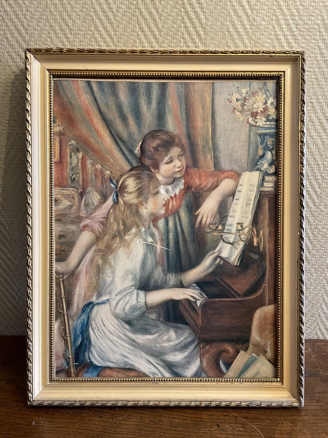 Reproduction deux jeune fille sur un piano - 35 cm x 45 cm