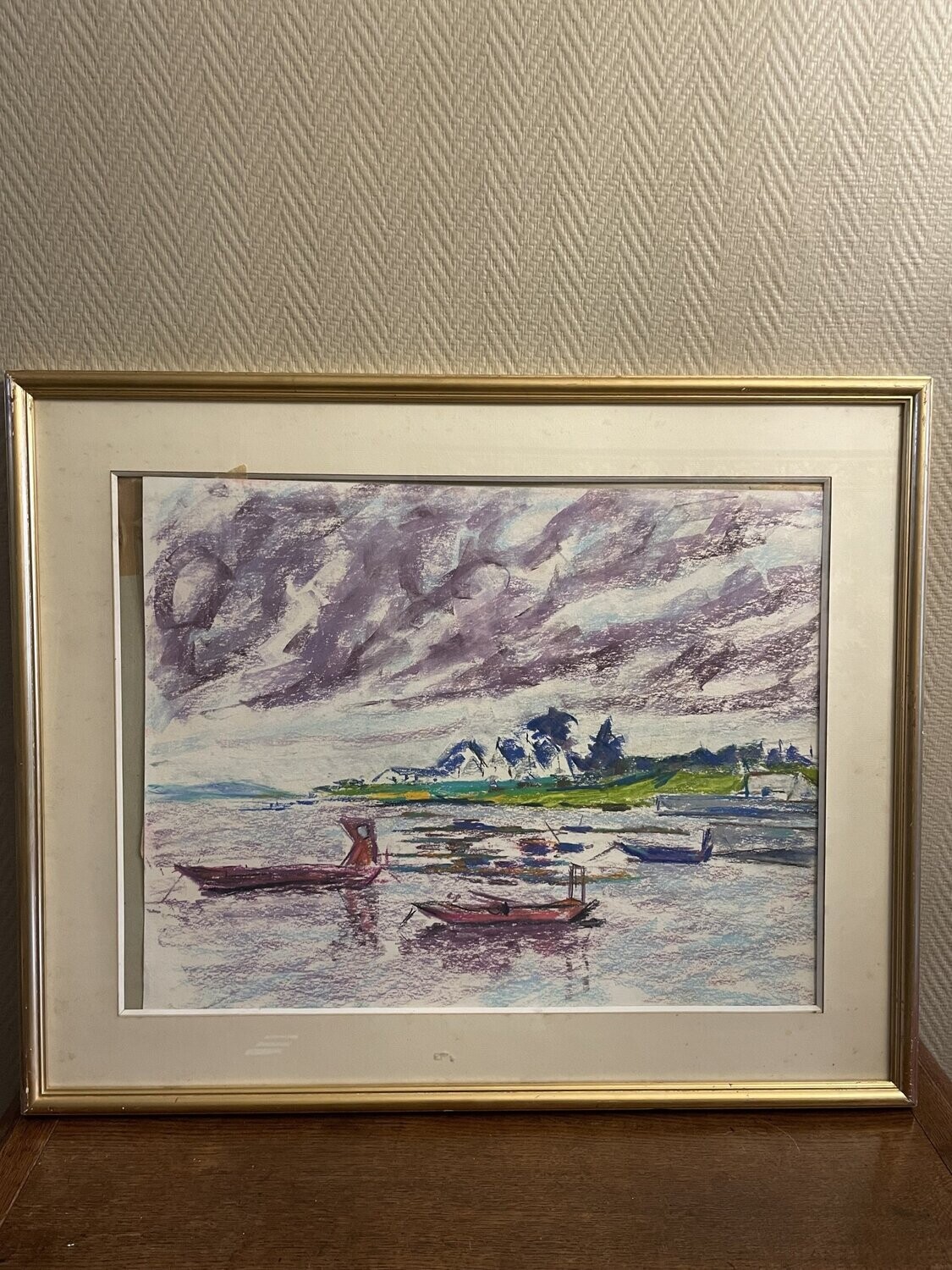 Pastel représentant un paysage - 80,5 cm x 64,5 cm