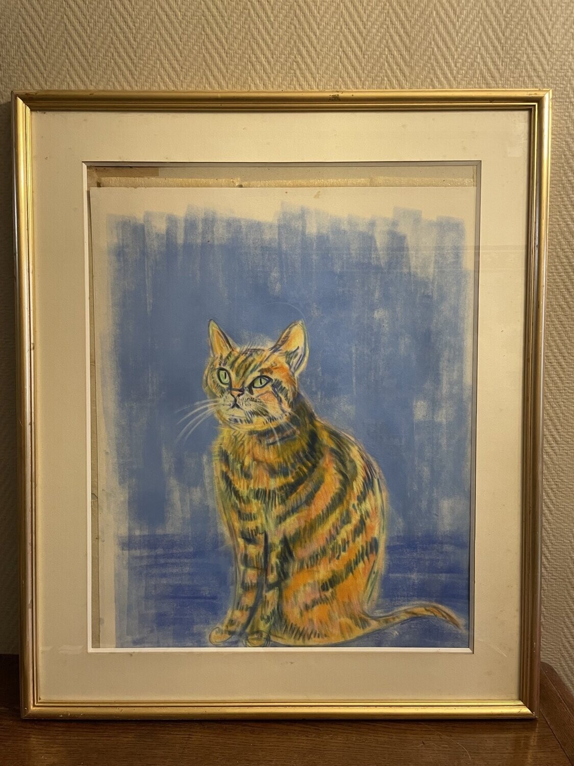 Pastel représentant un chat - 80,5 cm x 64,5 cm