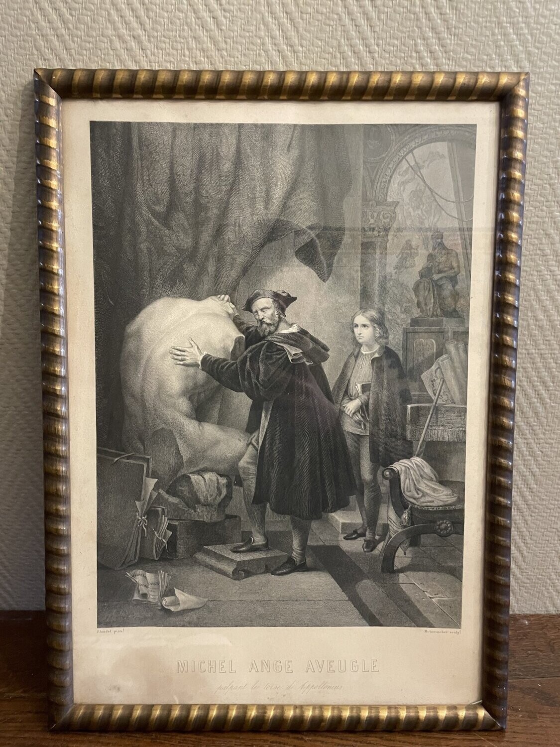 Gravure "Michel ange aveugle" -  37,5 x 53 cm