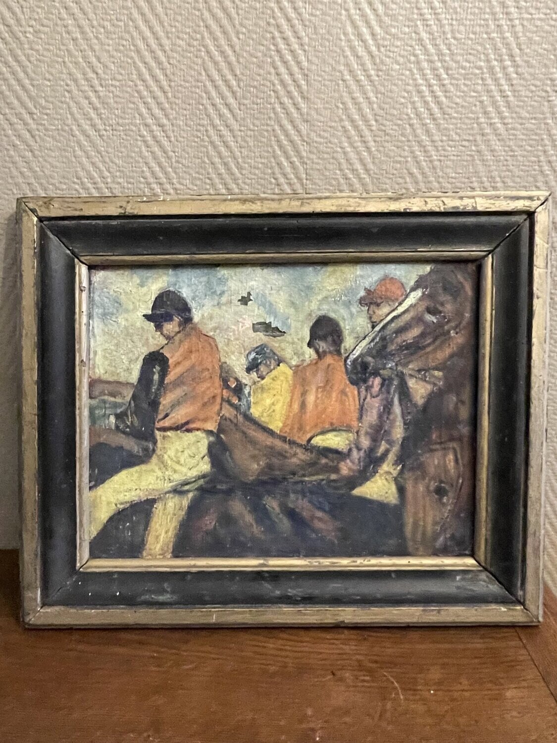 Huile représentant des Jockers 46,5 x 38,5 cm