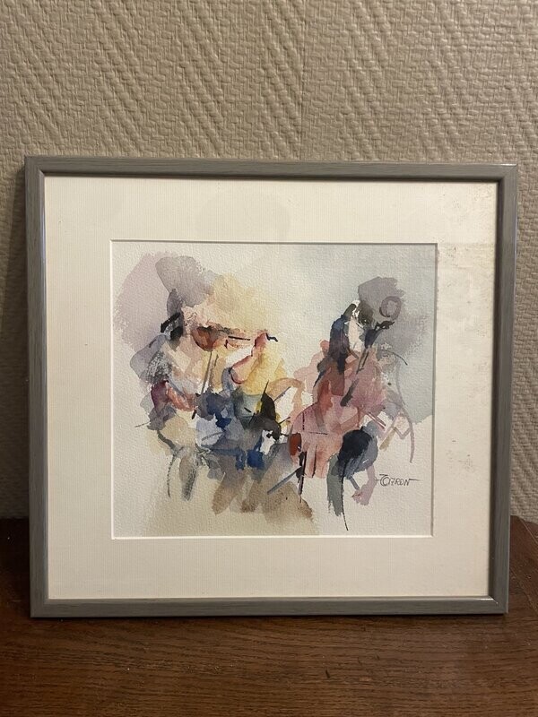 Violons - aquarelle  - 34 cm x 36 cm