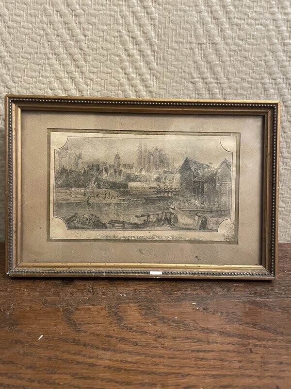 Bourges d'après une gravure ancienne - 20 cm x 14 cm