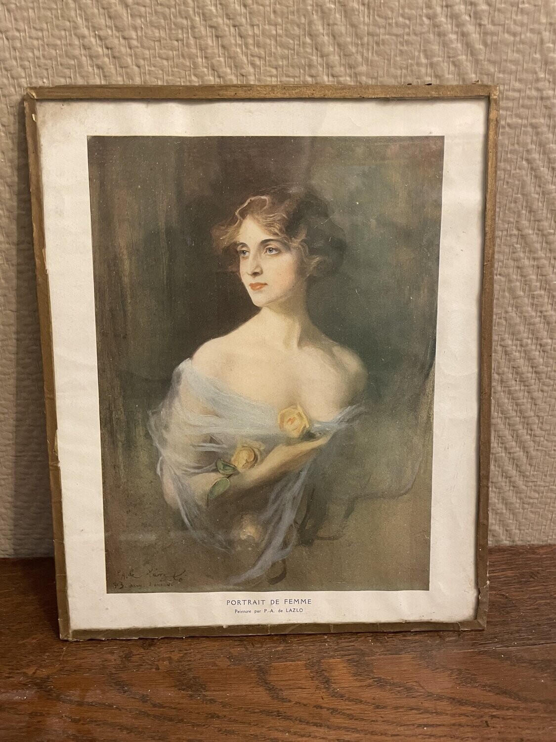 "Portrait de femme" huile par P. A de Lazlo - 24 cm x 30 cm