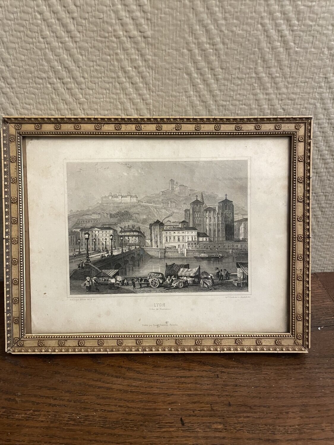 Gravure représentant Lyon côte de fourvière - 26 cm x 20 cm