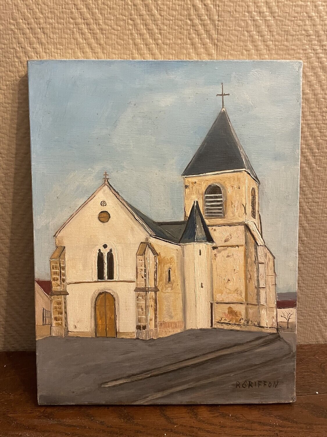 R. Griffon, peintre de Bourges. "L'église de Germaine" - 35 cm x 27 cm