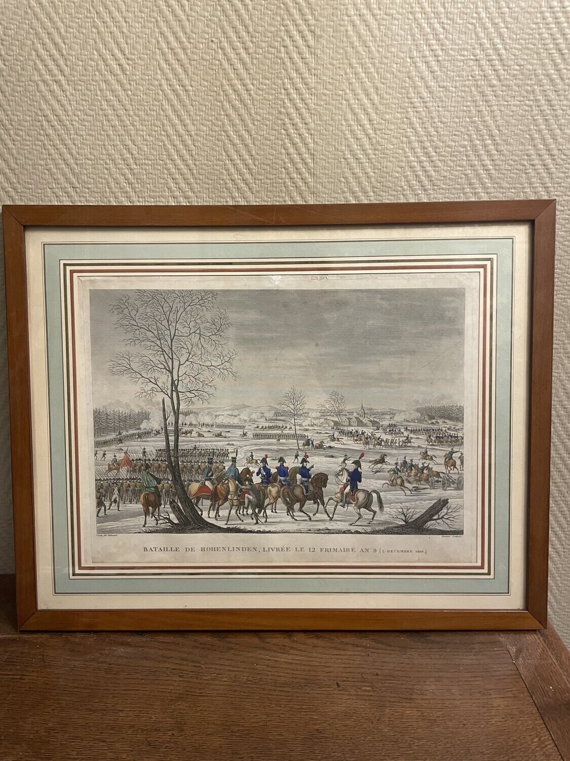 Gravure couleur, représentant des batailles Napoléoniennes sous la neige d'après COUCHÉ fils DELINEAVIT - 30 x 40 cm