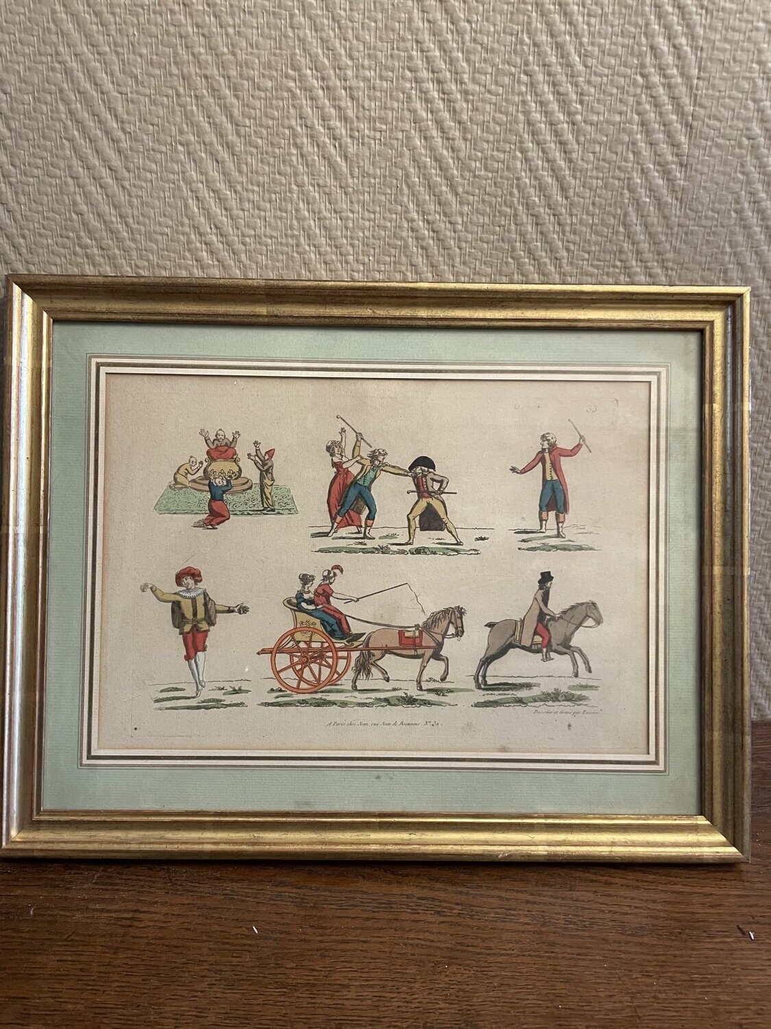 Gravure couleur par TESSIER "Á Paris chez Jean, rue Jean de Beauvais" - 39 cm x 30 cm