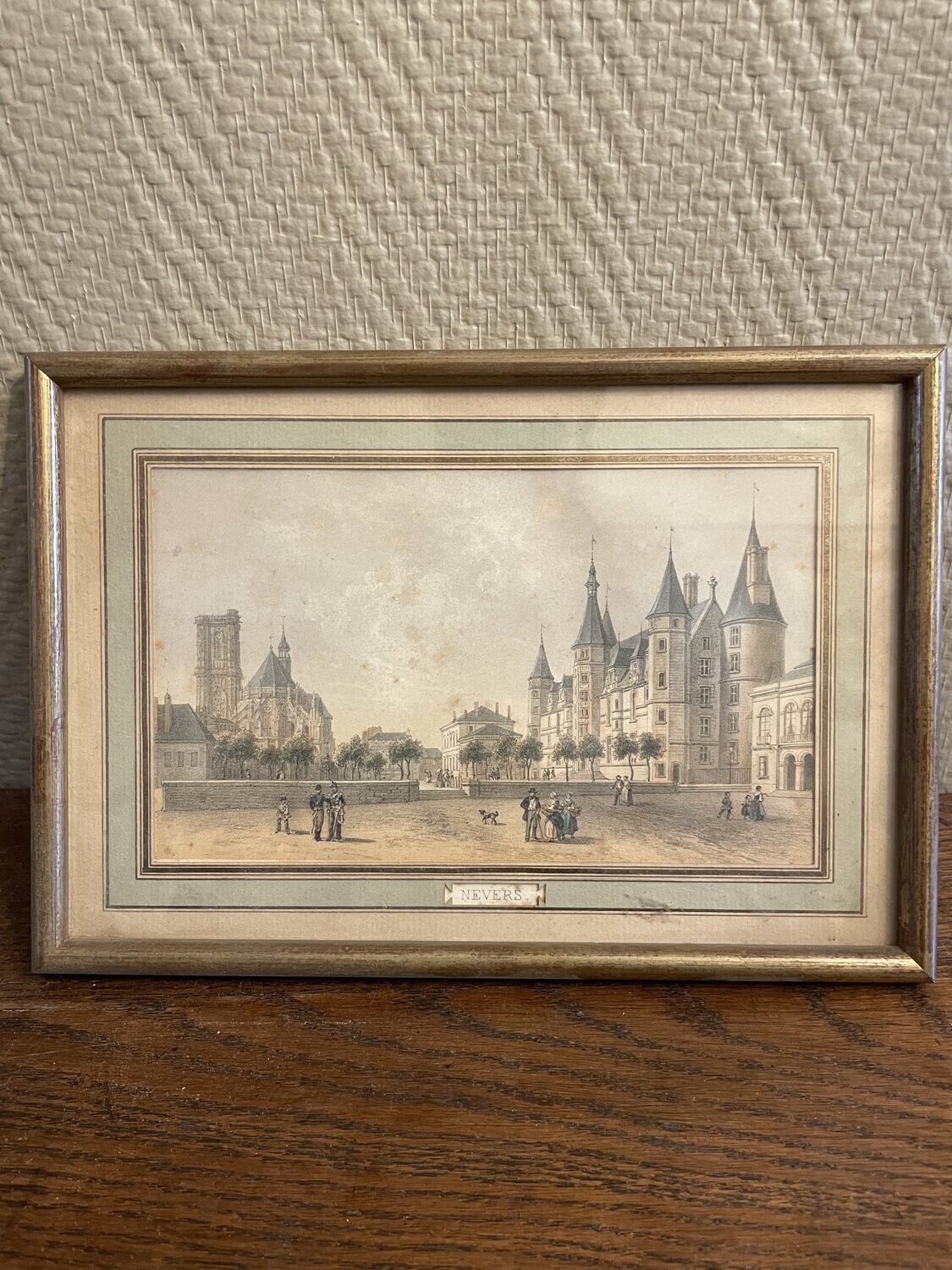 Gravure couleur "Nevers" - 27 cm x 19 cm
