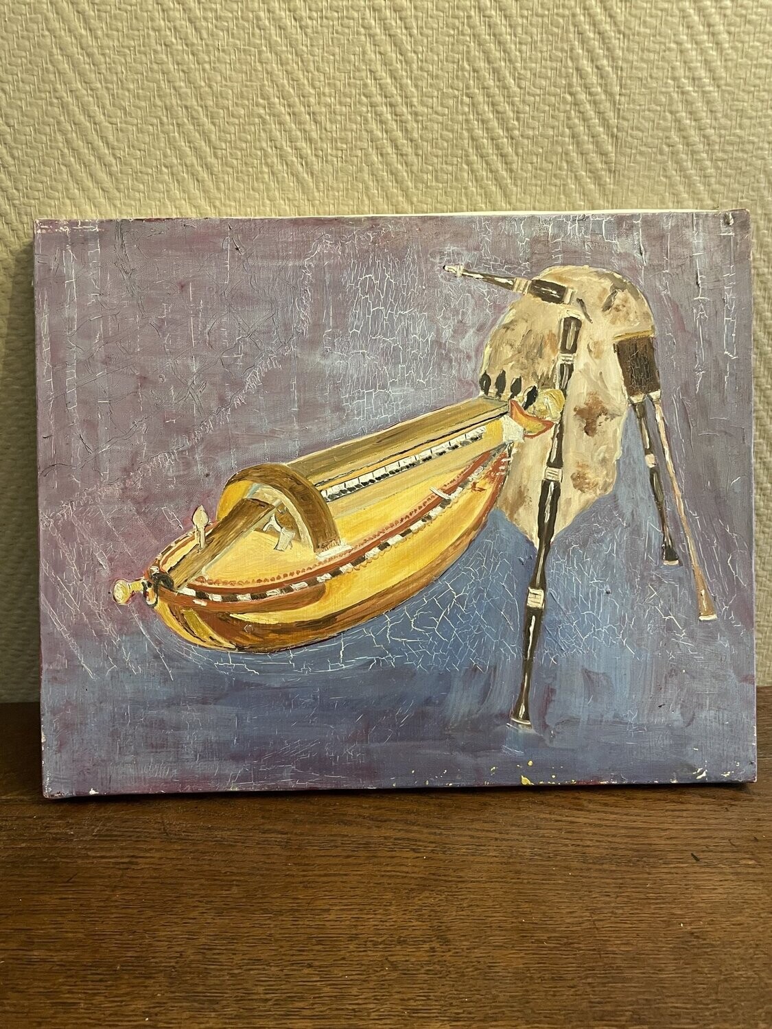 Huile représentant 3 instruments en 1 - 41 cm x 33 cm