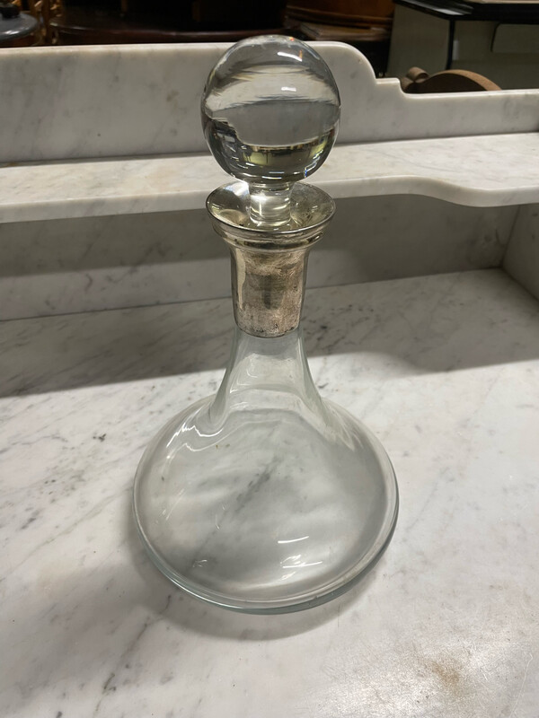 Carafon à décanter en verre et en étain H-32 D-19