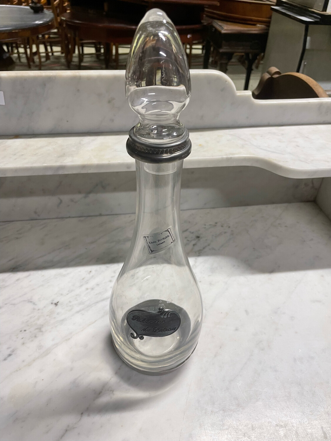 Carafon en verre et en étain H-37