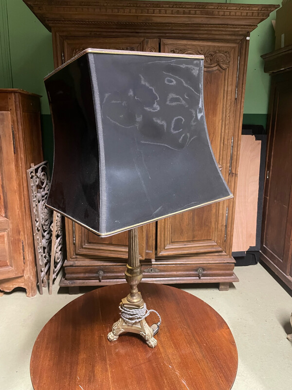 Pique-cierge en laiton transformé en lampe H-57