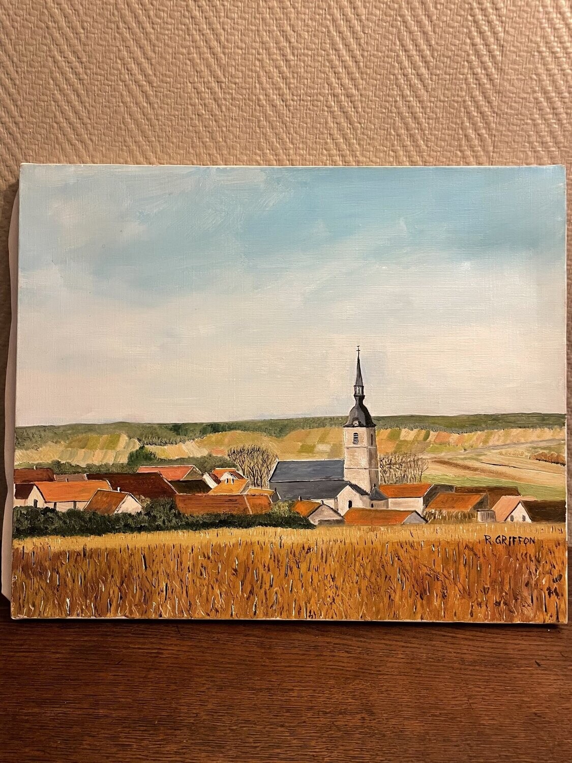 R. Griffon "Village Champenois" - 46 cm x 38 cm