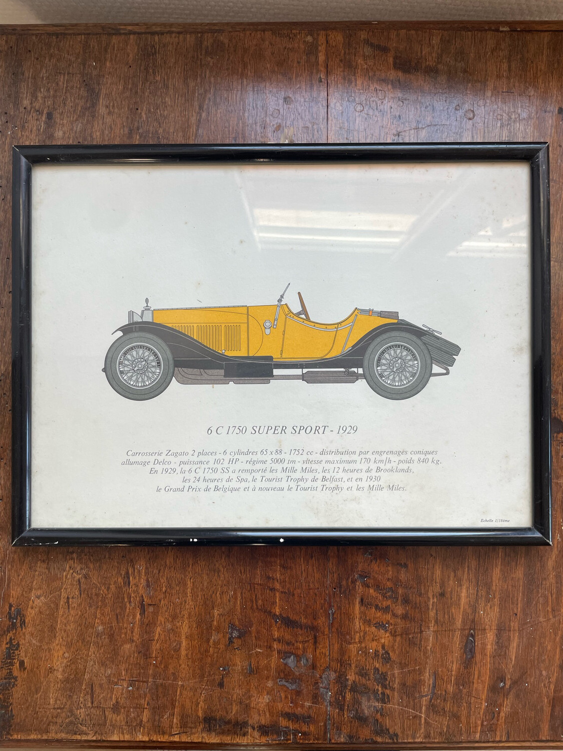 Cadre representant une voiture 6C 1750 SuperSport de 1929 - 31,5 x 23,5 cm