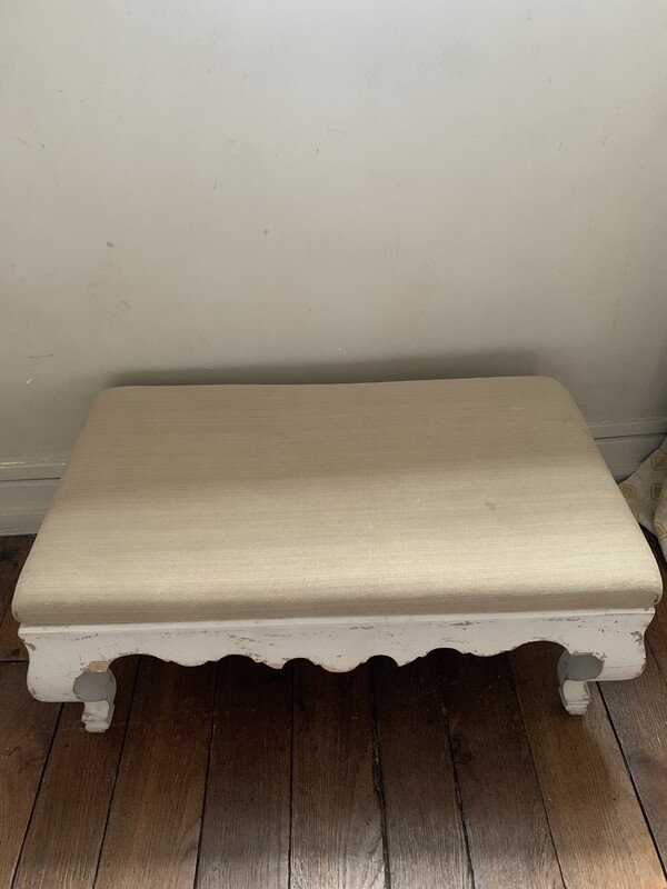 Porte valise en bois avec garniture tissu en lin - 80 X 46 cm
