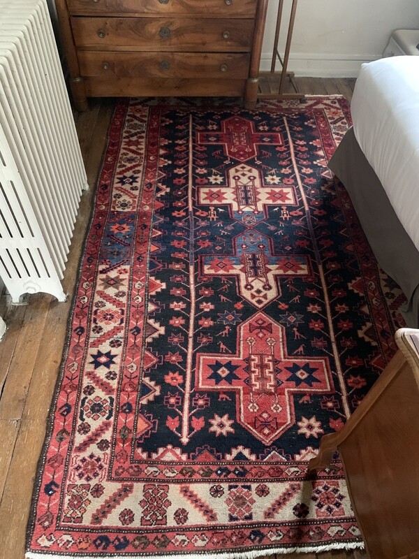 Tapis en laine fait main fond rouge - 280 x 164 cm