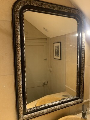 Miroir en bois noir et doré - 100 x 73 cm