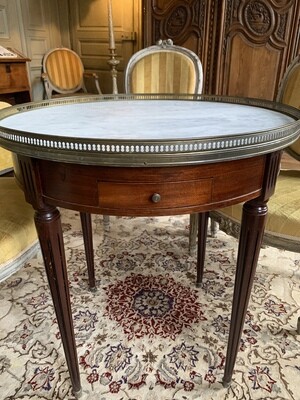 Table bouillotte avec dessus marbre - H 69 x D 65 cm