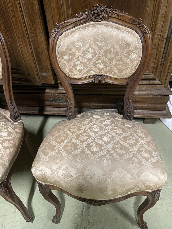 chaise de chambre de style Louis XV, garniture tissu à décor floral - H 82 cm