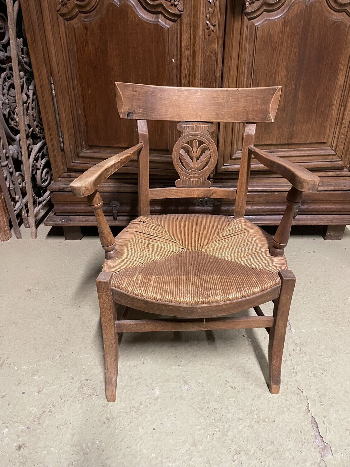 Fauteil paille à large assise - Fin XIXème debut XXème - H 80 cm