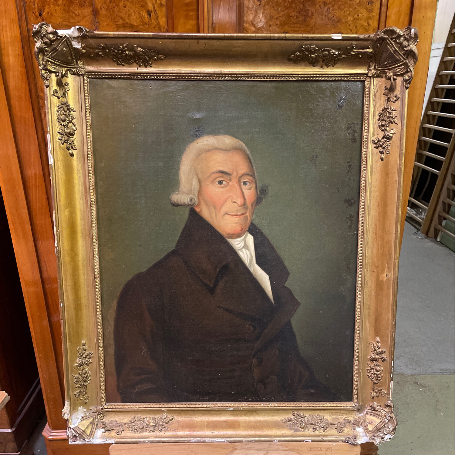 École Anglaise du XIXe siècle. Portrait d’homme. Huile sur toile. Restauration et accident. 73x60