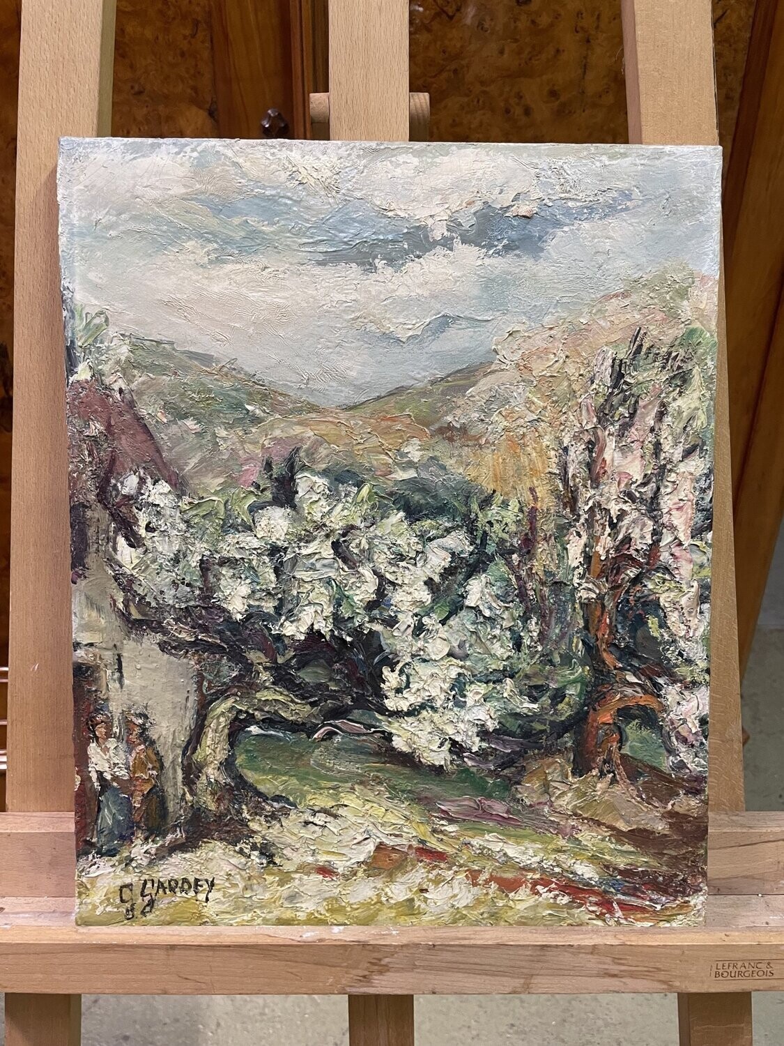Paysage animé aux arbres hst sbg 41x33