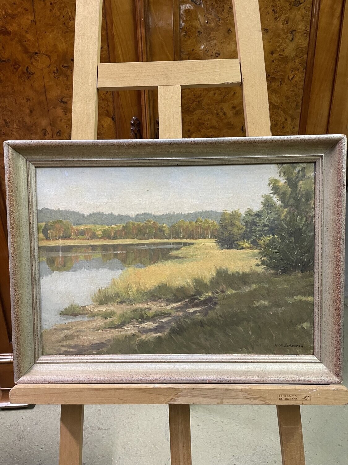 J.WEBER paysage au pont hst sbd 37x45