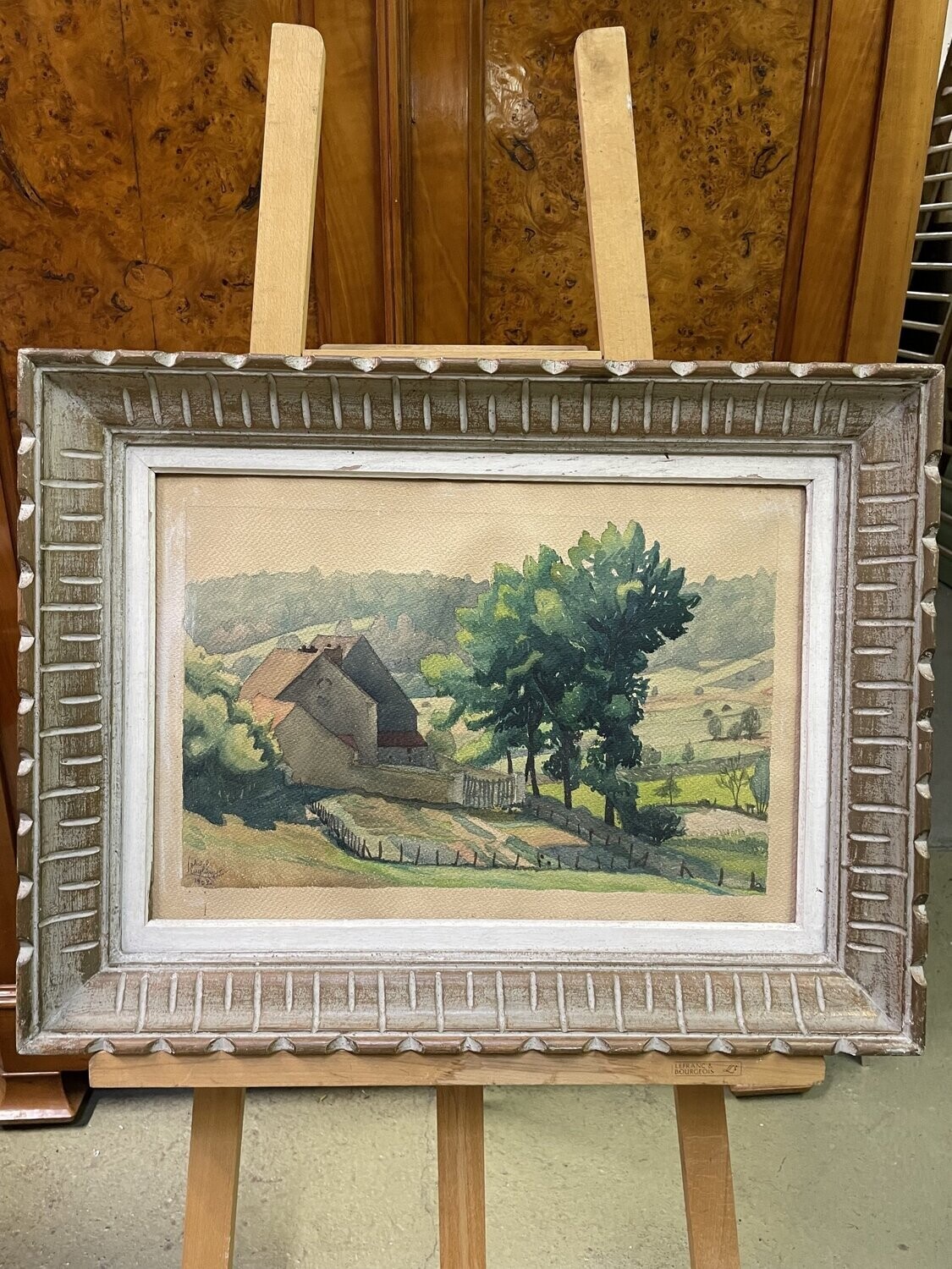 Ecole début Xxe : Paysage d'Auvergne, aquarelle, sbg Fabrice… et daté 1901 - 70x54